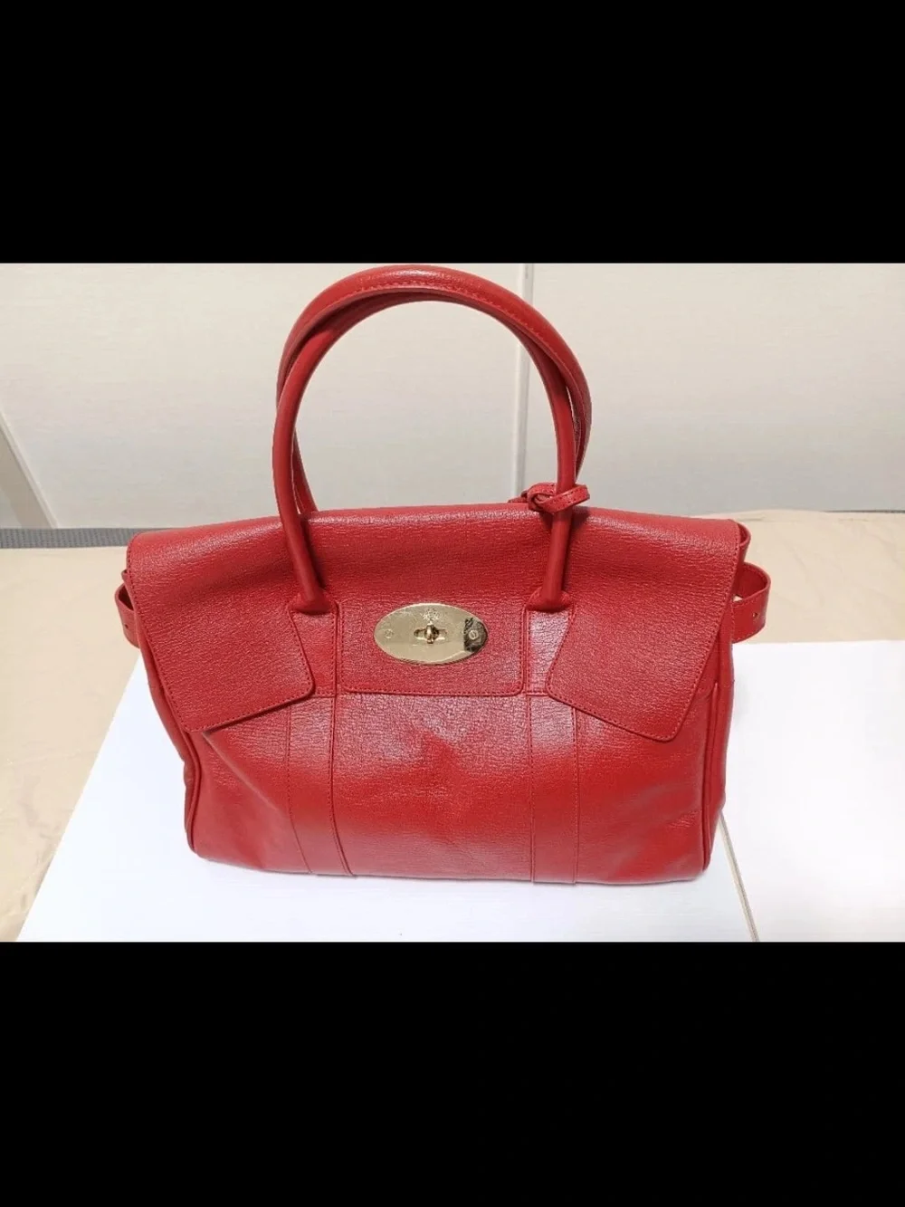 Mulberry Red Leather Top-Handle Satchel with Gold Hardware
